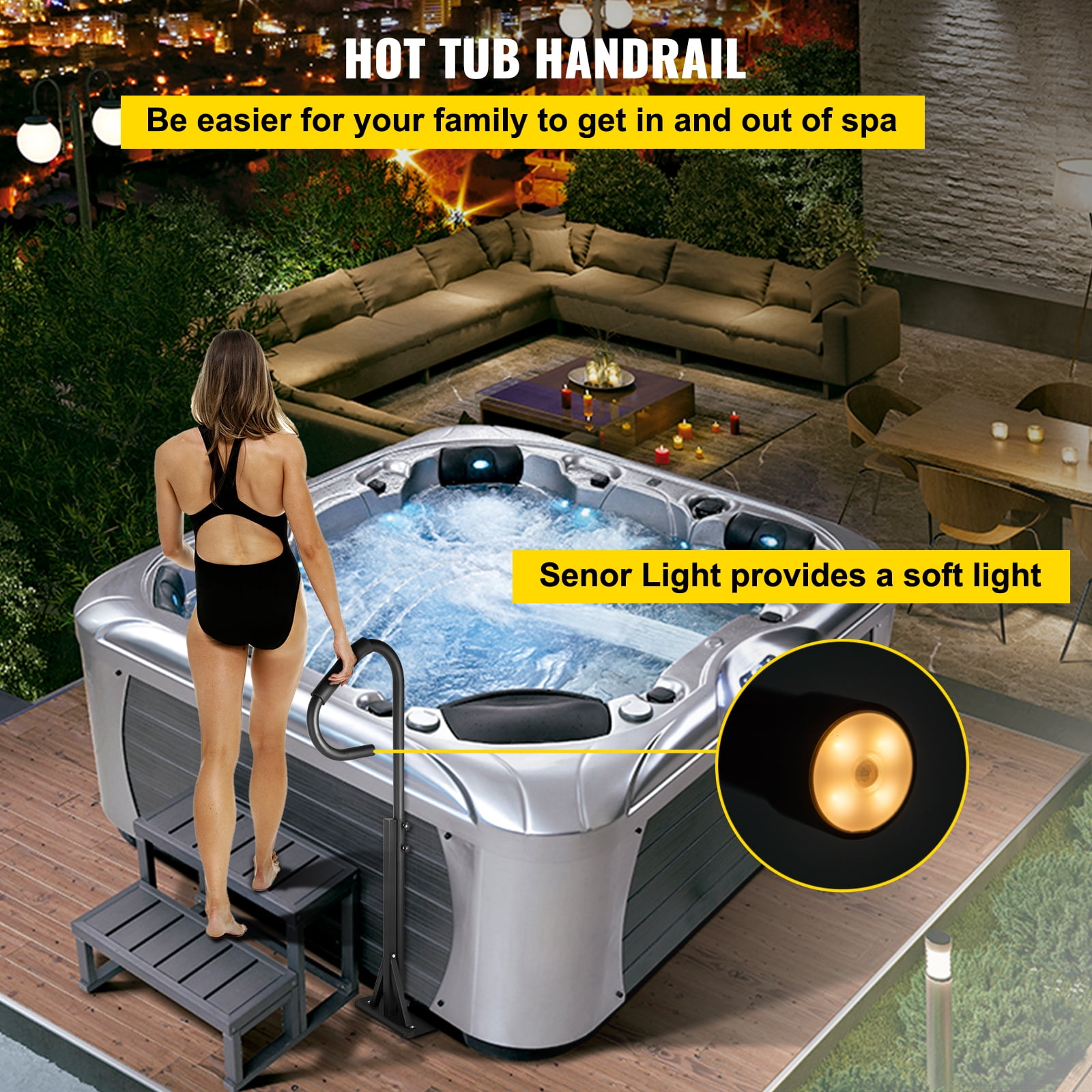 Stainless Steel Spa Handrail with Sensor Light