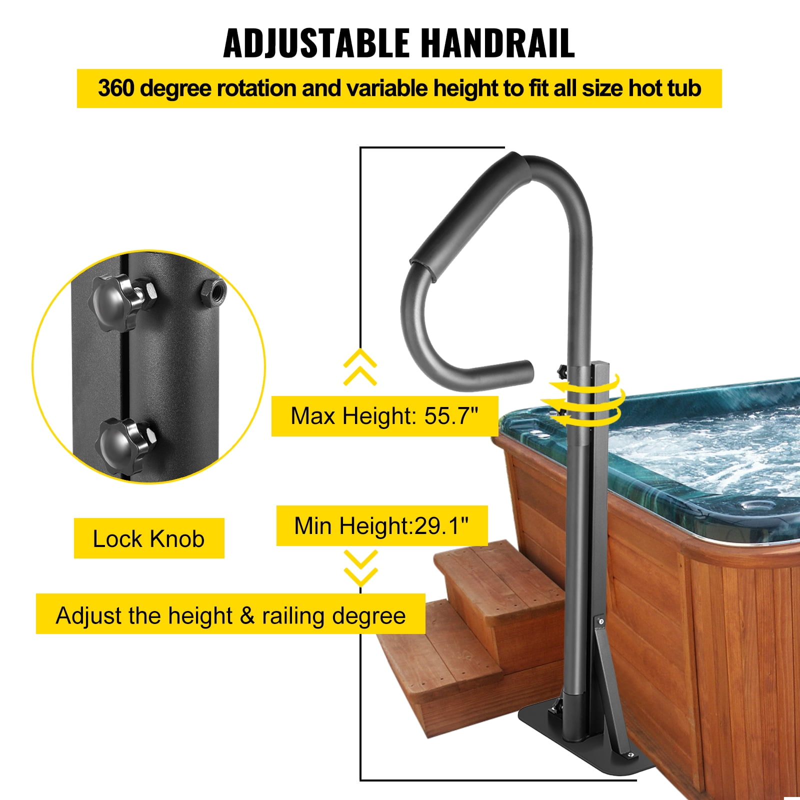 Stainless Steel Spa Handrail with Sensor Light
