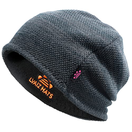 Lvaiz Mens Winter Beanie Hat Warm Fleece Lined Skull Cap for Men Reversible Women Windproof Watch Hat Knit Warm Unisex Beanie