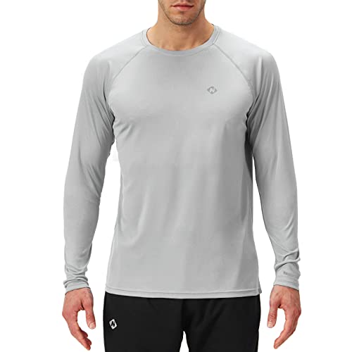 NAVISKIN Men's Sun Protection UPF 50+ UV Outdoor Long Sleeve Shirts Grey Size XL