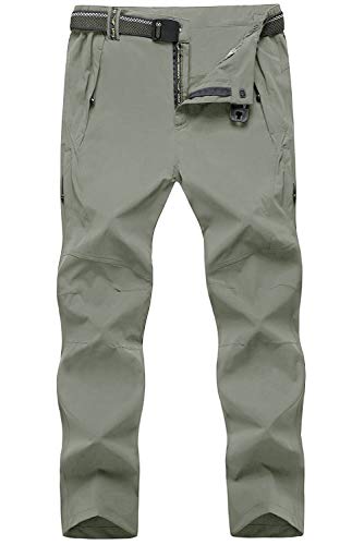 TBMPOY Men's Outdoor Lightweight Windproof Belted Quick-Dry Hiking Pants(03thin Sage Green,us M)