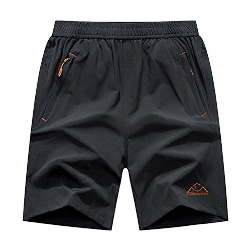 Rdruko Men's Quick Dry Hiking Shorts Lightweight Running Workout Gym Active Shorts with Zipper Pockets(Dark Grey, US M)