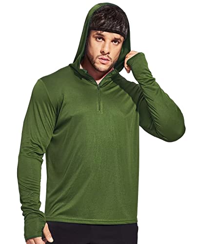 Haimont Upf 50 Long Sleeve Men Sun Hoodies Uv Protection Shirts Lightweight Fishing Hiking Sun Shirts Outdoor Essentials Hoodie Green Breathable Spf Protective Clothing, Olive, M