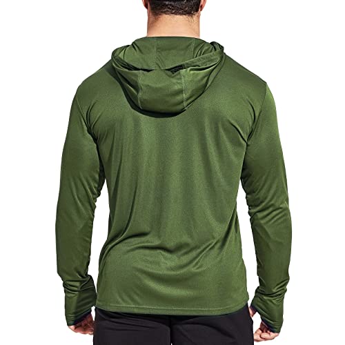 Haimont Upf 50 Long Sleeve Men Sun Hoodies Uv Protection Shirts Lightweight Fishing Hiking Sun Shirts Outdoor Essentials Hoodie Green Breathable Spf Protective Clothing, Olive, M