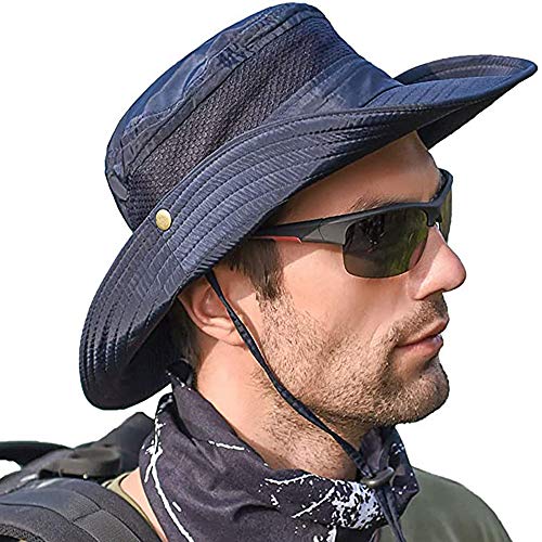 Men Women Sunscreen Cooling Hat Ice Cap Heatstroke Protection Cooling Cap Wide Brim Sun Hat with UV Protection Navy