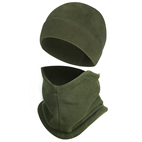 Thicker Fleece Watch Cap Neck Gaiter Set Winter Warm Beanie Hat for Men/Women Cycling Skiing Hiking Tactical Skull Cap