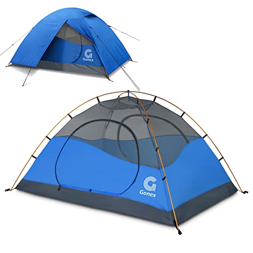 Gonex Lightweight 2 Person Camping Tent, Waterproof Backpacking Tent, Double Layer Dome Tent with Aluminum Poles, Easy Set-Up