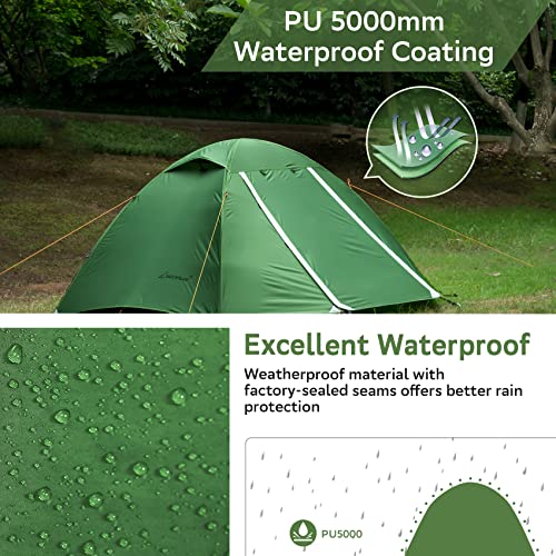 Clostnature Lightweight 2-Person Backpacking Tent - 3 Season Ultralight Waterproof Camping Tent, Large Size Easy Setup Tent for Family, Outdoor, Hiking and Mountaineering