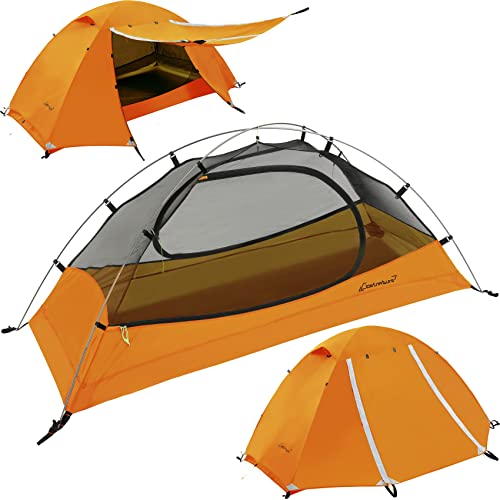 Clostnature 1-Person Tent for Backpacking - Ultralight One Person Backpacking Tent, Hiking Tent for One Man, Solo, Single Person (Yellow/Dual-Door)