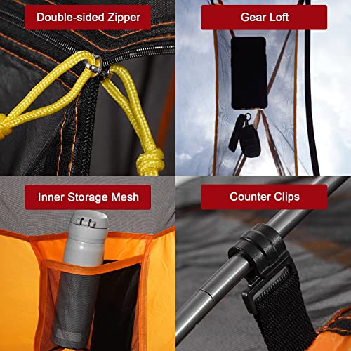 Backpacking Tent 1-Person Tent Ultralight Extra Large Aluminum Frame Waterproof Camping Tents, Solo Tent for Hiking Travelling Mountaineering Outdoor, Easy Set Up with Rainfly, Wind Ropes, Storage Bag