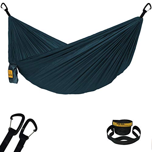 Wise Owl Outfitters Camping Hammock - Lightweight, Portable Hammock w/ Tree Straps - Outdoor Hammock for Beach, Hiking, Backpacking and Travel, Blue