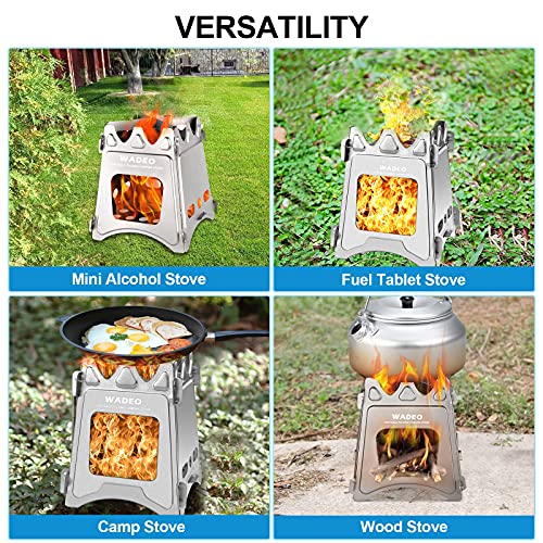 Camping Stove Portable Folding Stainless Steel Stove Wood Burning Stove, Durable for Outdoor Backpacking Hiking Traveling Picnic BBQ