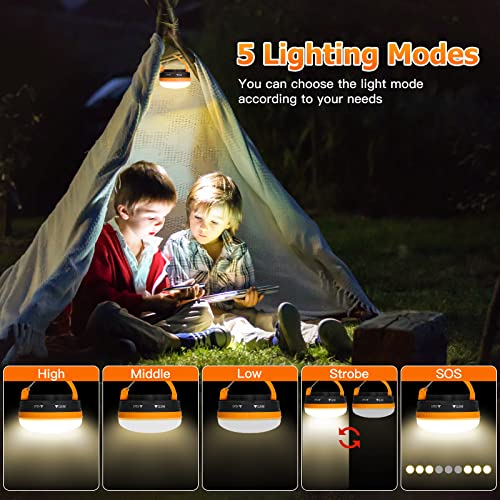 Yizhet 2 Pack LED Camping Lantern, Camping Lamp Flashlights, Camping Light with Magnetic Base 5 Modes Portable Outdoor Tent Light for Hiking Fishing Camping (3 AA Batteries Need Self-provided)