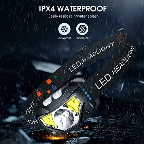 Headlamp Flashlight, LHKNL 1100 Lumen Ultra-Light Bright LED Rechargeable Headlight with White Red Light, 2-PACK Waterproof Motion Sensor Head Lamp, 8 Modes for Outdoor Camping Running Cycling Fishing