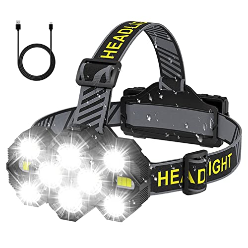 Victoper Headlamp Rechargeable, 22000 Lumens Super Bright 10 LEDs Head Lamp, 8+2 Modes Head Light with Red Light for Adult, Waterproof Head Flashlight for Outdoor Running, Hunting, Camping, Hiking