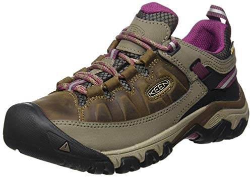 KEEN Women's Targhee 3 Low Height Waterproof Hiking Shoe, Weiss/Boysenberry, 8.5
