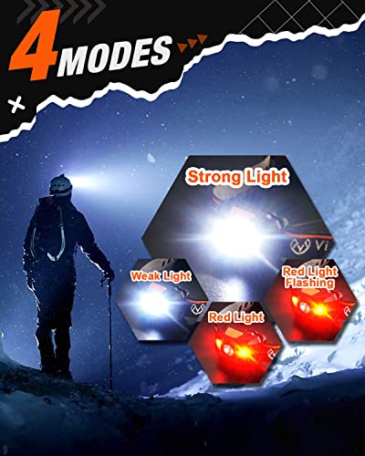 Victoper 2 Pack LED Headlamp, 1100 Lumen Bright Lightweight Head Lamp with 4 Mode, IPX5 Waterproof Head Light with Red Light for Running Fishing Hiking Camping, Outdoor Head Flashlight for Adults Kids
