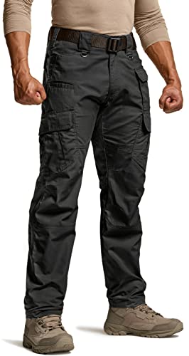 CQR Men's Tactical Pants, Water Resistant Ripstop Cargo Pants, Lightweight EDC Hiking Work Pants, Outdoor Apparel, Duratex Mag Pocket Black, 34W x 32L