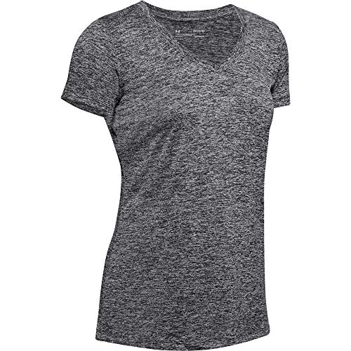 Under Armour Women's Tech V-Neck Twist Short-Sleeve T-Shirt , Black (001)/Metallic Silver , X-Large