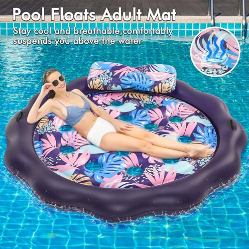 Inflatable Headrest Pool Float for Adults