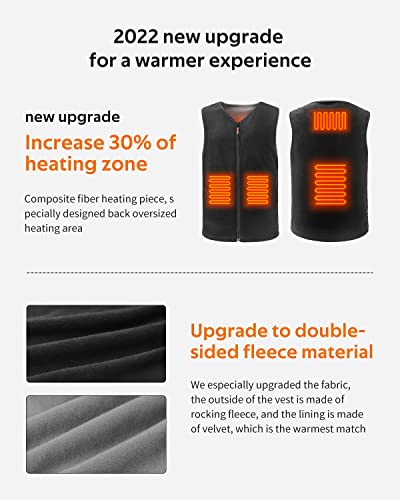 MSDUNOVR Heated Vest for Men Women, Unisex Heated Vest, 3 Temperature Levels Electric Heating Jacket, USB Heating Vest for Outdoor Activities, Skiing, Camping, Hiking (Battery Not Included) S