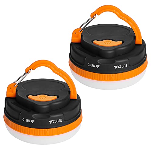 Yizhet 2 Pack LED Camping Lantern, Camping Lamp Flashlights, Camping Light with Magnetic Base 5 Modes Portable Outdoor Tent Light for Hiking Fishing Camping (3 AA Batteries Need Self-provided)