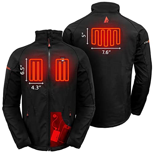 ActionHeat 5V Men's Battery Heated Jacket with Tri-Zone Heating, Touch Control for Skiing, Camping, Motorcycling, Hiking