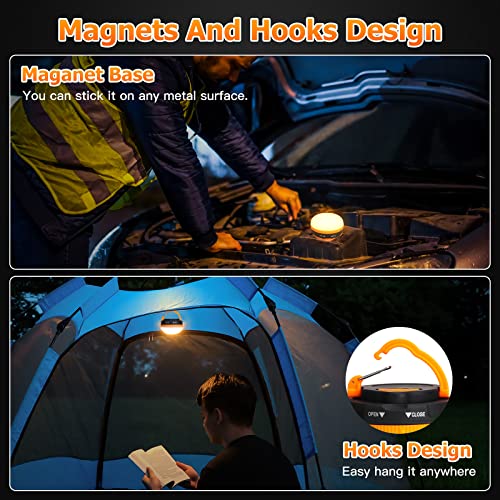 Yizhet 2 Pack LED Camping Lantern, Camping Lamp Flashlights, Camping Light with Magnetic Base 5 Modes Portable Outdoor Tent Light for Hiking Fishing Camping (3 AA Batteries Need Self-provided)