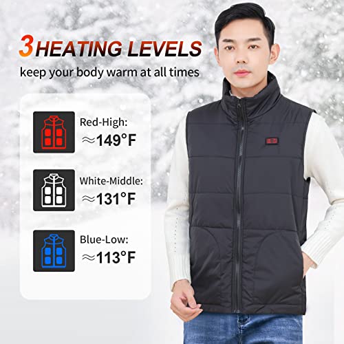 Heated Vest, Unisex Heated Clothing for men women, Lightweight USB Electric Heated Jacket with 3 Heating Levels, 8 Heating Zones, Adjustable Size for Hiking (Battery Pack Not Included)，Small