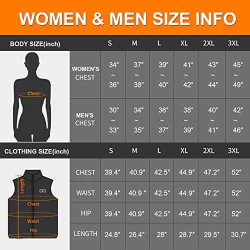 Heated Vest, Unisex Heated Clothing for men women, Lightweight USB Electric Heated Jacket with 3 Heating Levels, 8 Heating Zones, Adjustable Size for Hiking (Battery Pack Not Included)，Small