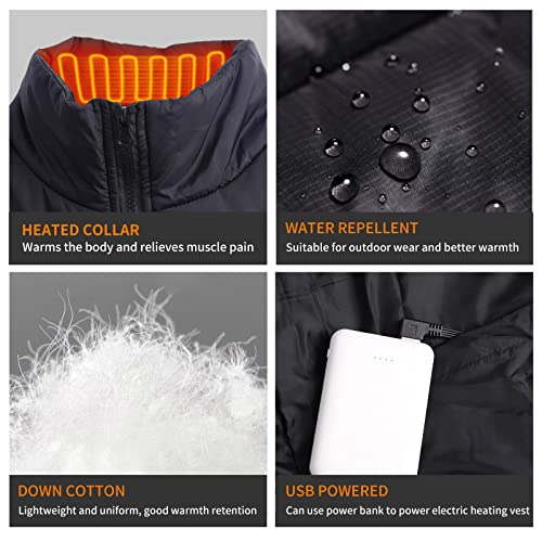 Heated Vest, Unisex Heated Clothing for men women, Lightweight USB Electric Heated Jacket with 3 Heating Levels, 8 Heating Zones, Adjustable Size for Hiking (Battery Pack Not Included)，Small