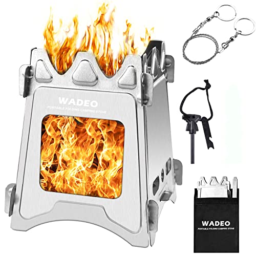 Camping Stove Portable Folding Stainless Steel Stove Wood Burning Stove, Durable for Outdoor Backpacking Hiking Traveling Picnic BBQ