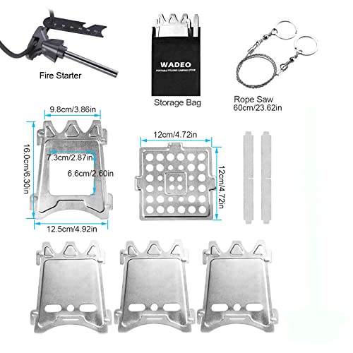Camping Stove Portable Folding Stainless Steel Stove Wood Burning Stove, Durable for Outdoor Backpacking Hiking Traveling Picnic BBQ
