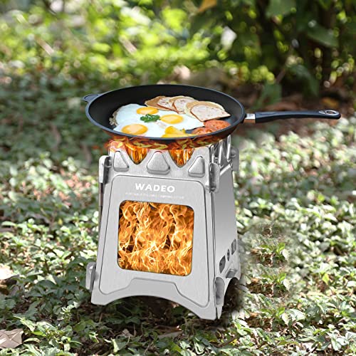 Camping Stove Portable Folding Stainless Steel Stove Wood Burning Stove, Durable for Outdoor Backpacking Hiking Traveling Picnic BBQ