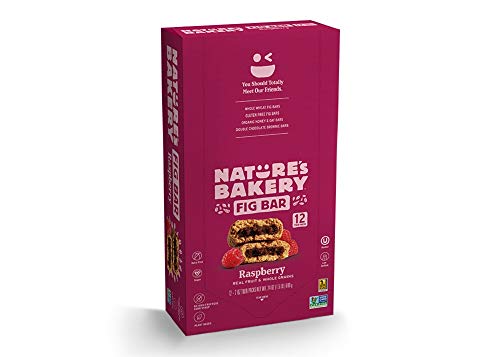 Nature’s Bakery Whole Wheat Fig Bars, Raspberry, Real Fruit, Vegan, Non-GMO, Snack bar, 1 box with 12 twin packs (12 twin packs)
