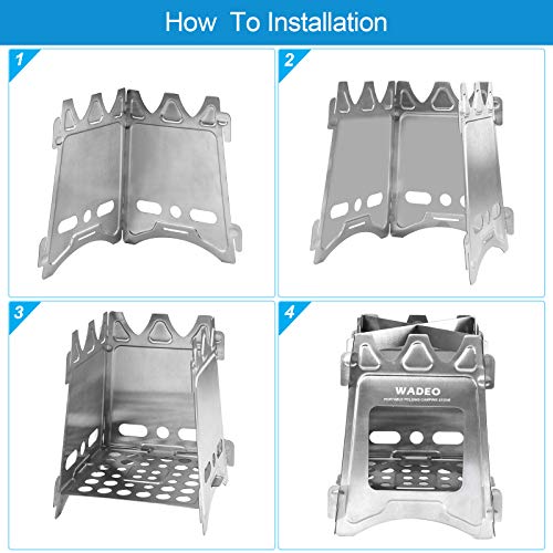 Camping Stove Portable Folding Stainless Steel Stove Wood Burning Stove, Durable for Outdoor Backpacking Hiking Traveling Picnic BBQ