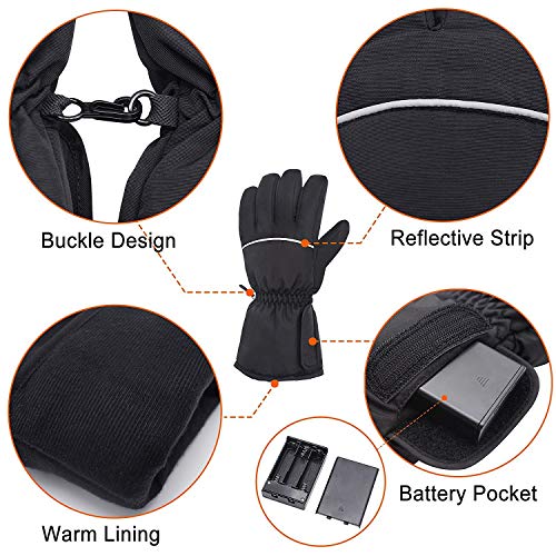 Rechargeable Heated Gloves for Man & Woman, AA Battery Operated Motorcycle Heat Gloves Kits,Winter Warm Arthritic Gloves Texting Thermal Electric Gloves for Hiking/Skiing/ Hunting Outdoor Sports
