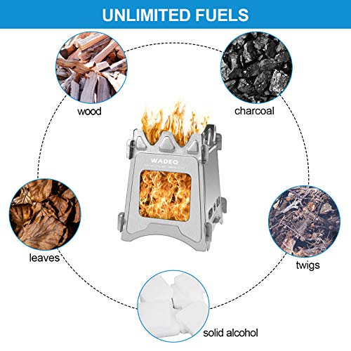Camping Stove Portable Folding Stainless Steel Stove Wood Burning Stove, Durable for Outdoor Backpacking Hiking Traveling Picnic BBQ