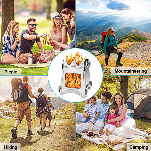 Camping Stove Portable Folding Stainless Steel Stove Wood Burning Stove, Durable for Outdoor Backpacking Hiking Traveling Picnic BBQ