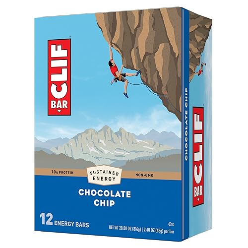 CLIF BARS - Energy Bars - Chocolate Chip - Made with Organic Oats - Plant Based Food - Vegetarian - Kosher (2.4 Ounce Protein Bars, 12 Count) Packaging May Vary