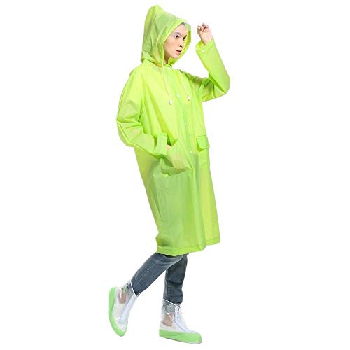 Men Rain Ponchos for Adults Women Raincoat Waterproof Rain Jacket Camping Hiking Outerwear Reusable Green M