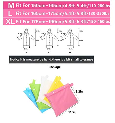 Men Rain Ponchos for Adults Women Raincoat Waterproof Rain Jacket Camping Hiking Outerwear Reusable Green M