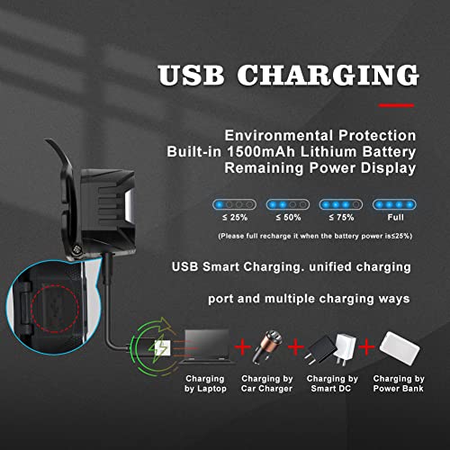 LED Headlamp Flashlight Rechargeable,12Modes Motion Sensor Waterproof Headlight with Red Warning Light,1100Lumen Super Bright 2 PCS Emergency Light Set for Running Hiking(Flashlight Without Battery)