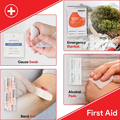 Emergency Survival Kit - 20 in 1, Professional Gear For Outdoor Camping, Equipment & First Aid accessories, Gift Idea Dad, Husband, Boyfriend, Great Hiking, Hunting, black