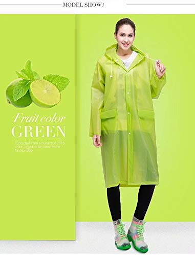 Men Rain Ponchos for Adults Women Raincoat Waterproof Rain Jacket Camping Hiking Outerwear Reusable Green M