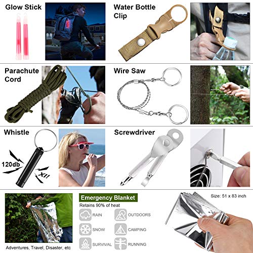 216 Pcs Survival First Aid kit, Professional Survival Gear Equipment Tools First Aid Supplies for SOS Emergency Hiking Hunting Disaster Camping Adventures (Black)