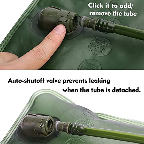 Hydration Bladder, 2 Liter Water Bladder for Hiking Backpack Leak Proof Water Storage Bag Reservoir, Water Pouch Hydration Pack Replacement for Biking Climbing Cycling Running, Military Green