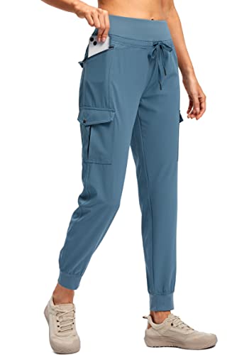 Pudolla Women's Hiking Jogger Pants Lightweight Travel Cargo Pants with Zipper Pockets High Waist for Golf Camping Blue Purple M