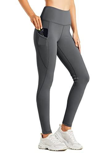 Willit Women's Fleece Lined Leggings Water Resistant Thermal Winter Pants Hiking Yoga Running Tights High Waisted Deep Gray M
