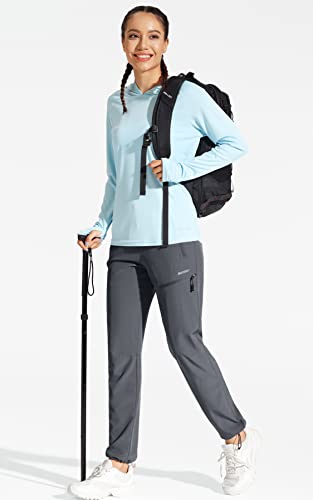 MOCOLY Women's Cargo Hiking Pants Elastic Waist Quick Dry Lightweight Water Resistant Active Long Pants UPF 50+ Grey M